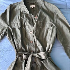LOFT Khaki Utility Jacket with Belt